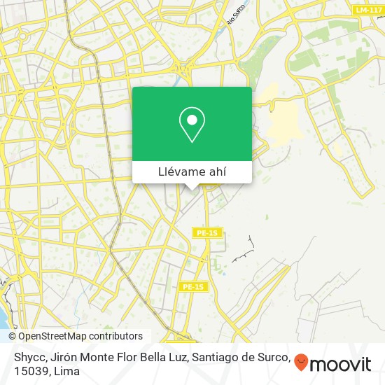 Mapa de Shycc, Jirón Monte Flor Bella Luz, Santiago de Surco, 15039