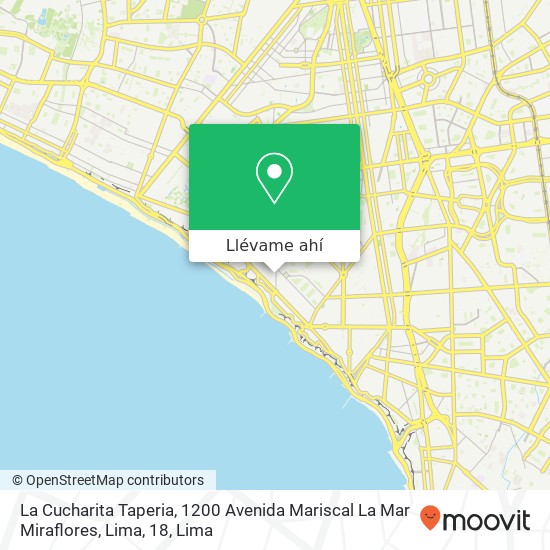 Mapa de La Cucharita Taperia, 1200 Avenida Mariscal La Mar Miraflores, Lima, 18