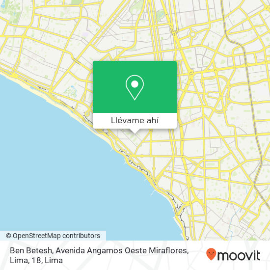 Mapa de Ben Betesh, Avenida Angamos Oeste Miraflores, Lima, 18