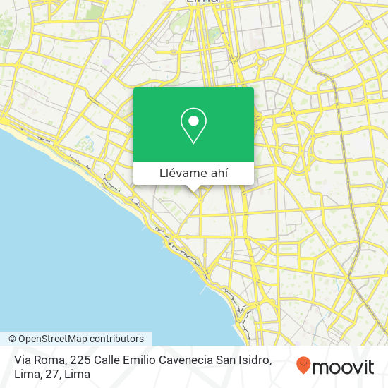 Mapa de Via Roma, 225 Calle Emilio Cavenecia San Isidro, Lima, 27