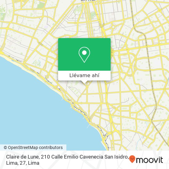 Mapa de Claire de Lune, 210 Calle Emilio Cavenecia San Isidro, Lima, 27