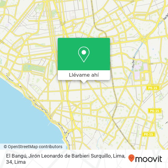 Mapa de El Bangú, Jirón Leonardo de Barbieri Surquillo, Lima, 34