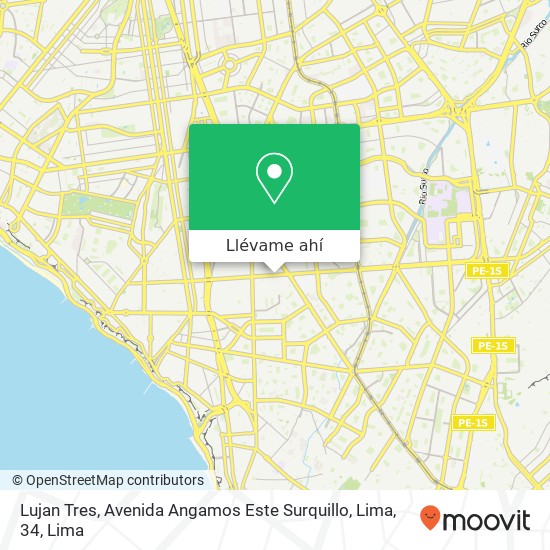 Mapa de Lujan Tres, Avenida Angamos Este Surquillo, Lima, 34