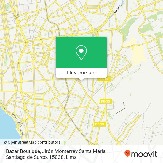 Mapa de Bazar Boutique, Jirón Monterrey Santa María, Santiago de Surco, 15038