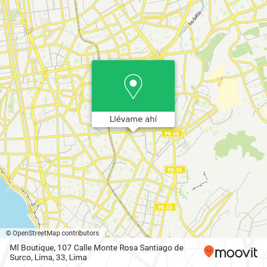 Mapa de Ml Boutique, 107 Calle Monte Rosa Santiago de Surco, Lima, 33