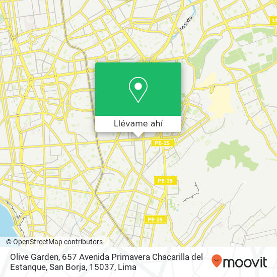 Mapa de Olive Garden, 657 Avenida Primavera Chacarilla del Estanque, San Borja, 15037