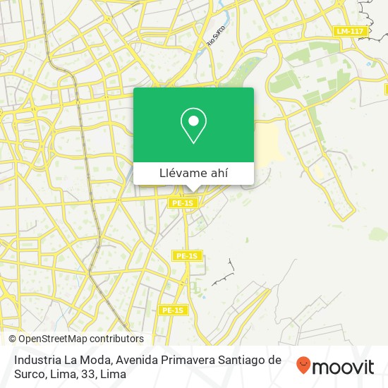 Mapa de Industria La Moda, Avenida Primavera Santiago de Surco, Lima, 33