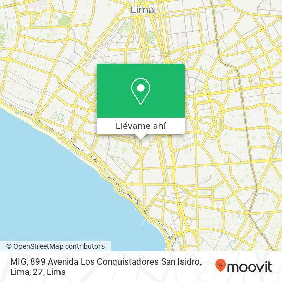 Mapa de MIG, 899 Avenida Los Conquistadores San Isidro, Lima, 27