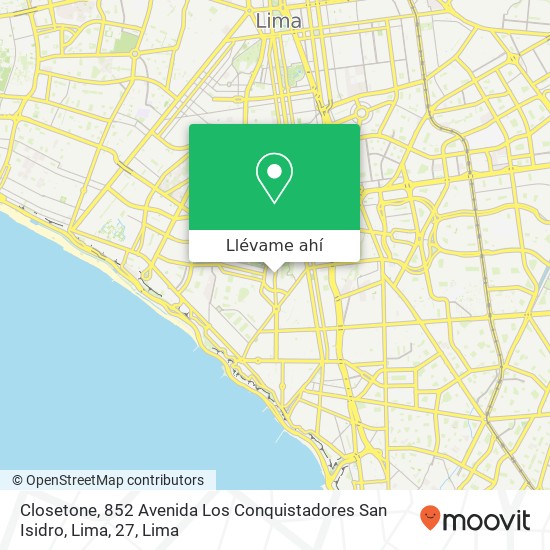Mapa de Closetone, 852 Avenida Los Conquistadores San Isidro, Lima, 27