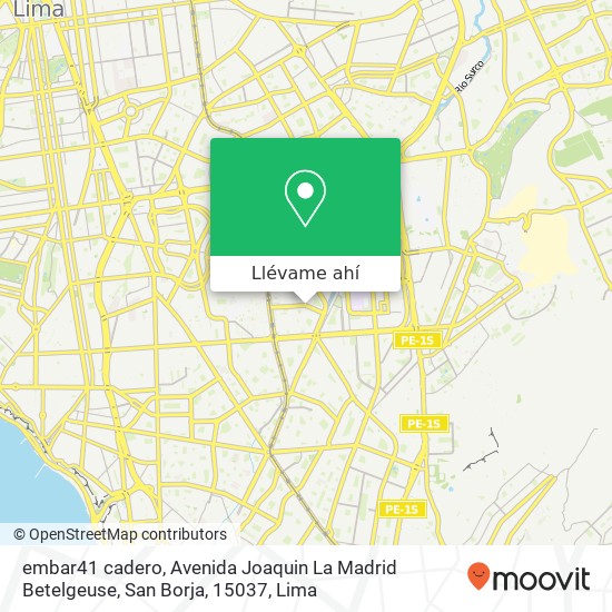 Mapa de embar41 cadero, Avenida Joaquin La Madrid Betelgeuse, San Borja, 15037