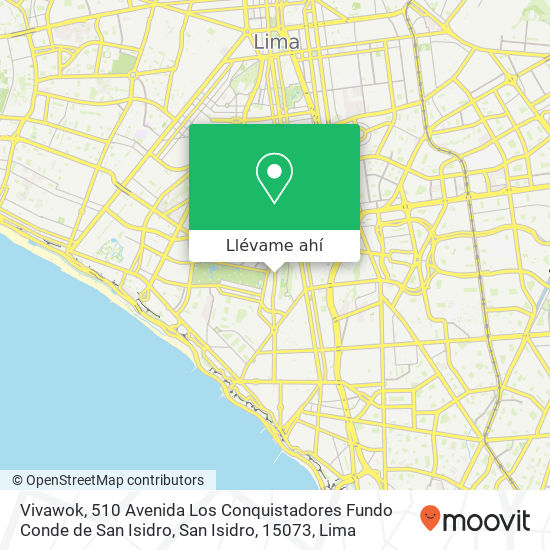 Mapa de Vivawok, 510 Avenida Los Conquistadores Fundo Conde de San Isidro, San Isidro, 15073