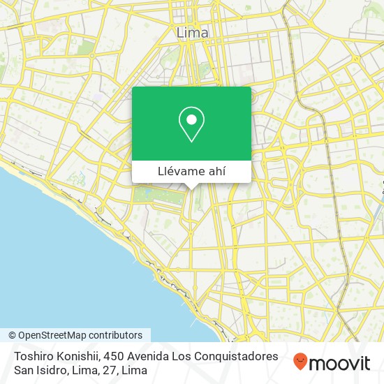 Mapa de Toshiro Konishii, 450 Avenida Los Conquistadores San Isidro, Lima, 27