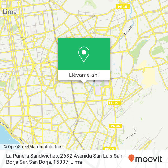 Mapa de La Panera Sandwiches, 2632 Avenida San Luis San Borja Sur, San Borja, 15037