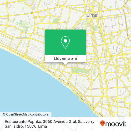 Mapa de Restaurante Paprika, 3060 Avenida Gral. Salaverry San Isidro, 15076