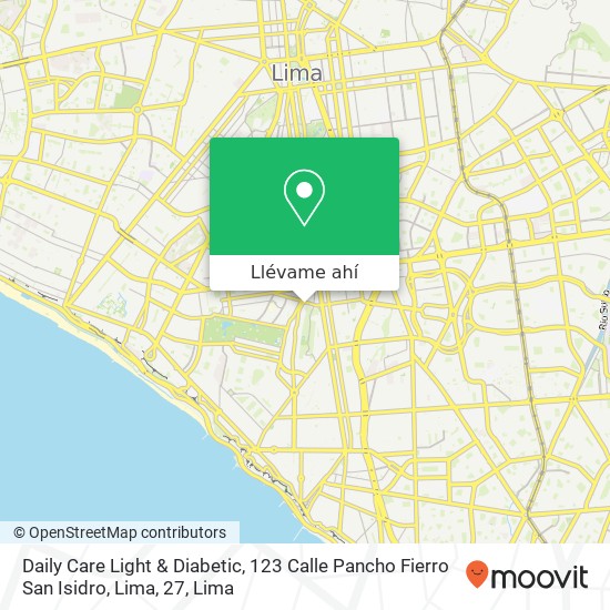Mapa de Daily Care Light & Diabetic, 123 Calle Pancho Fierro San Isidro, Lima, 27