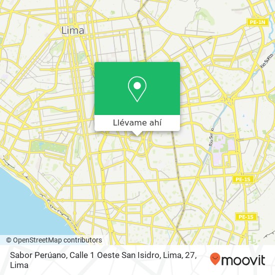 Mapa de Sabor Perúano, Calle 1 Oeste San Isidro, Lima, 27