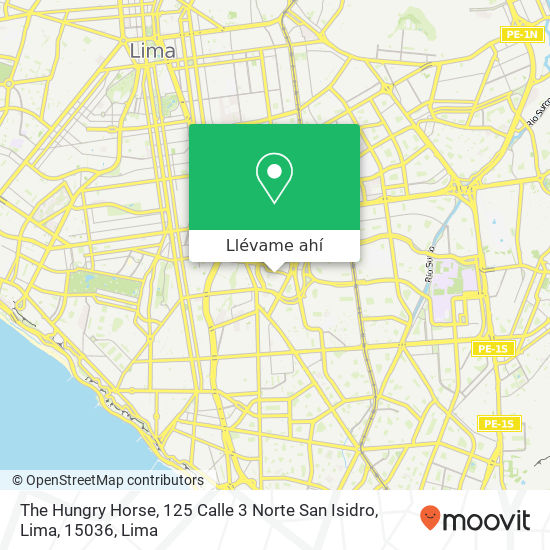 Mapa de The Hungry Horse, 125 Calle 3 Norte San Isidro, Lima, 15036