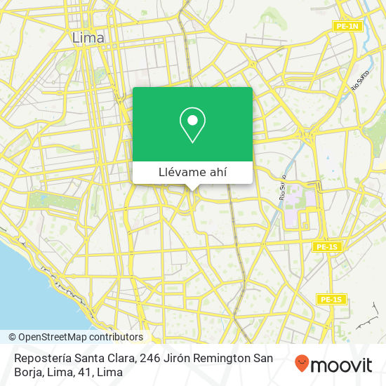 Mapa de Repostería Santa Clara, 246 Jirón Remington San Borja, Lima, 41