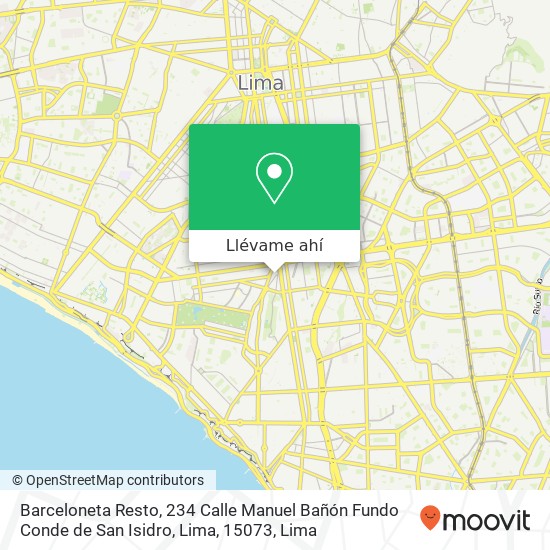 Mapa de Barceloneta Resto, 234 Calle Manuel Bañón Fundo Conde de San Isidro, Lima, 15073