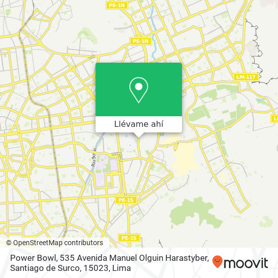 Mapa de Power Bowl, 535 Avenida Manuel Olguin Harastyber, Santiago de Surco, 15023
