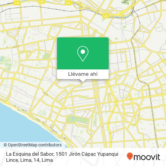 Mapa de La Esquina del Sabor, 1501 Jirón Cápac Yupanqui Lince, Lima, 14