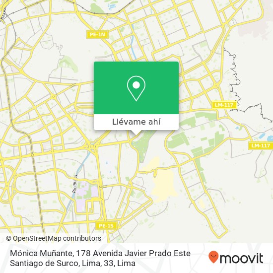 Mapa de Mónica Muñante, 178 Avenida Javier Prado Este Santiago de Surco, Lima, 33