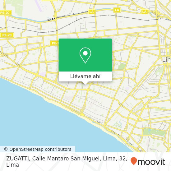 Mapa de ZUGATTI, Calle Mantaro San Miguel, Lima, 32