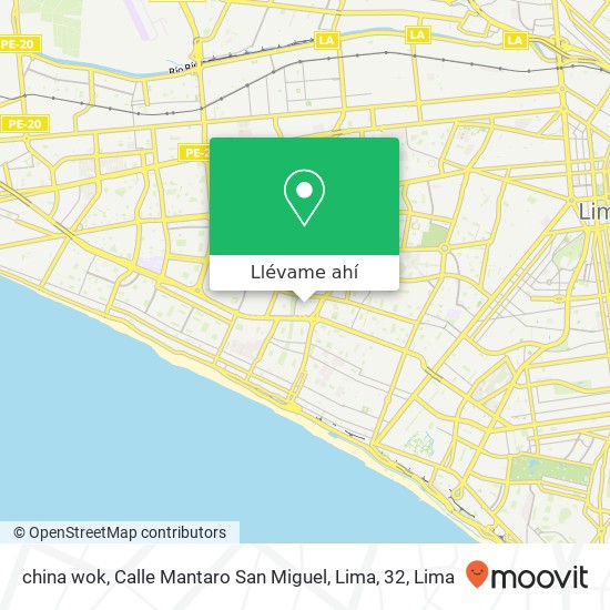 Mapa de china wok, Calle Mantaro San Miguel, Lima, 32