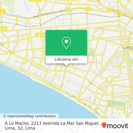 Mapa de A Lo Macho, 2213 Avenida La Mar San Miguel, Lima, 32