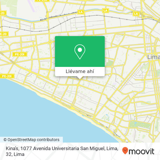 Mapa de Kina's, 1077 Avenida Universitaria San Miguel, Lima, 32
