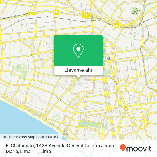 Mapa de El Chalaquito, 1428 Avenida General Garzón Jesús María, Lima, 11