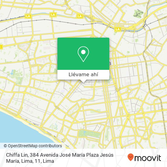 Mapa de Chiffa Lin, 384 Avenida José María Plaza Jesús María, Lima, 11