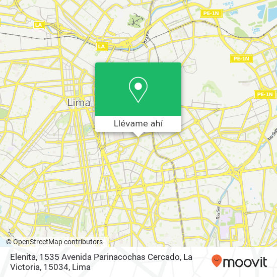 Mapa de Elenita, 1535 Avenida Parinacochas Cercado, La Victoria, 15034