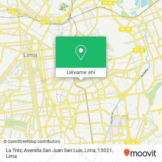 Mapa de La Trez, Avenida San Juan San Luis, Lima, 15021