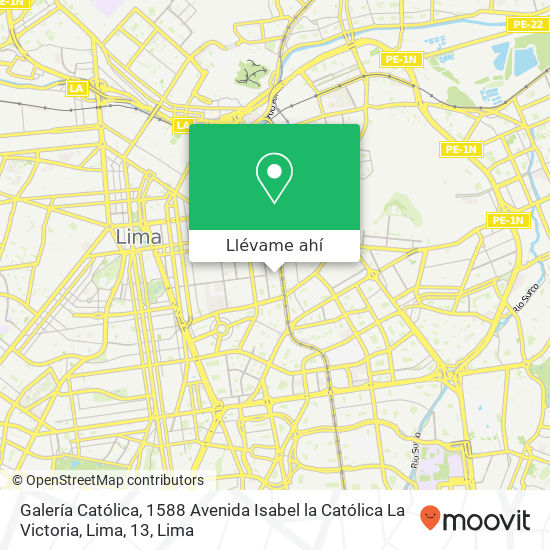Mapa de Galería Católica, 1588 Avenida Isabel la Católica La Victoria, Lima, 13