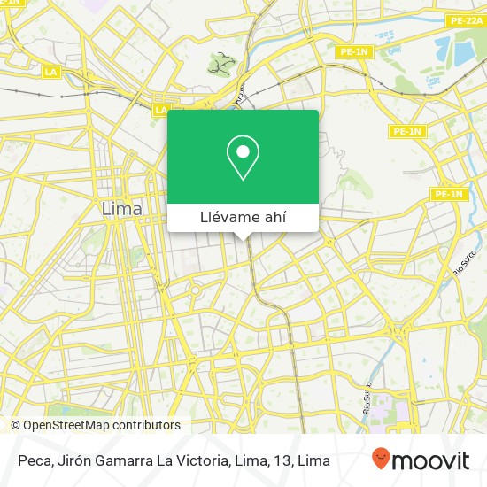 Mapa de Peca, Jirón Gamarra La Victoria, Lima, 13