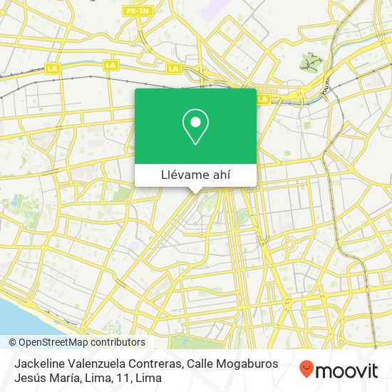Mapa de Jackeline Valenzuela Contreras, Calle Mogaburos Jesús María, Lima, 11