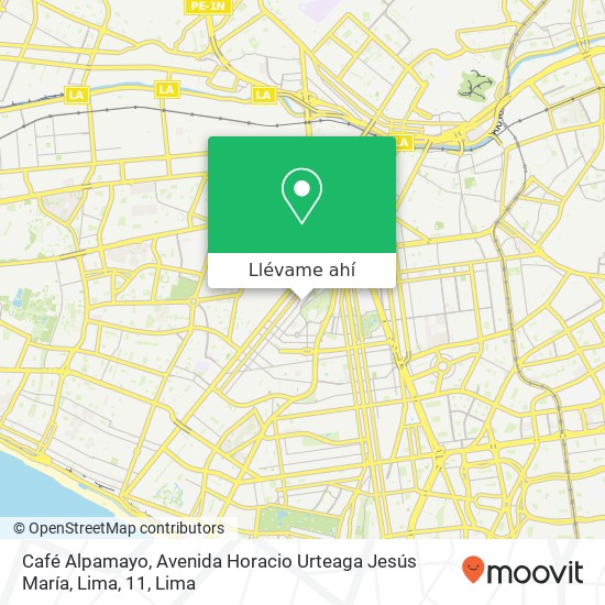 Mapa de Café Alpamayo, Avenida Horacio Urteaga Jesús María, Lima, 11