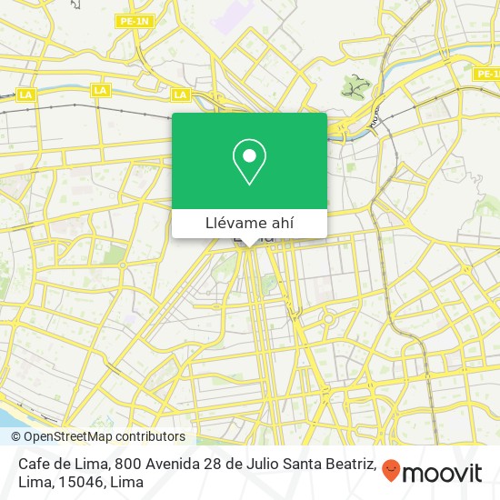 Mapa de Cafe de Lima, 800 Avenida 28 de Julio Santa Beatriz, Lima, 15046