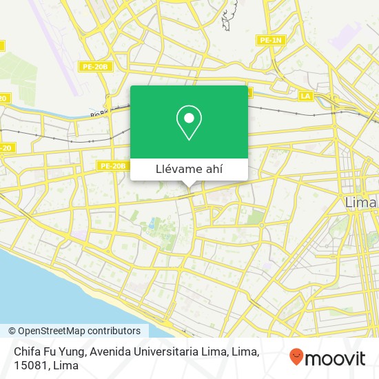 Mapa de Chifa Fu Yung, Avenida Universitaria Lima, Lima, 15081