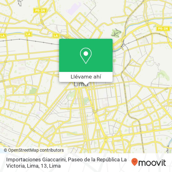 Mapa de Importaciones Giaccarini, Paseo de la República La Victoria, Lima, 13
