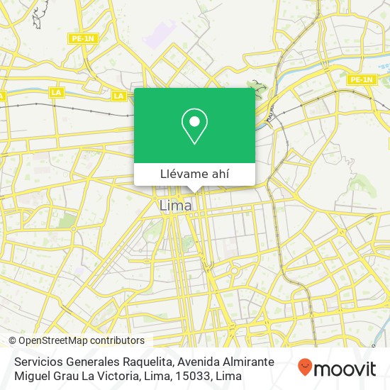 Mapa de Servicios Generales Raquelita, Avenida Almirante Miguel Grau La Victoria, Lima, 15033