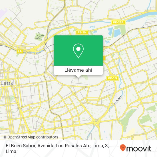 Mapa de El Buen Sabor, Avenida Los Rosales Ate, Lima, 3