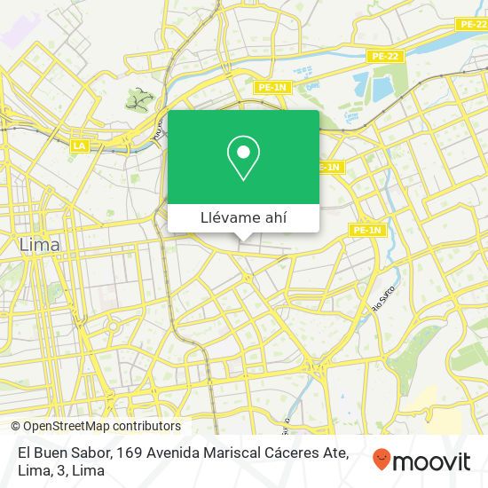 Mapa de El Buen Sabor, 169 Avenida Mariscal Cáceres Ate, Lima, 3