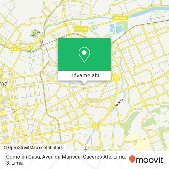 Mapa de Como en Casa, Avenida Mariscal Cáceres Ate, Lima, 3