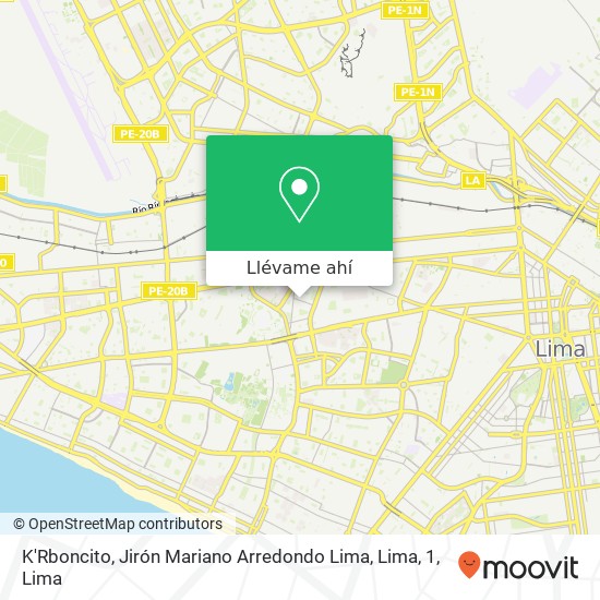 Mapa de K'Rboncito, Jirón Mariano Arredondo Lima, Lima, 1