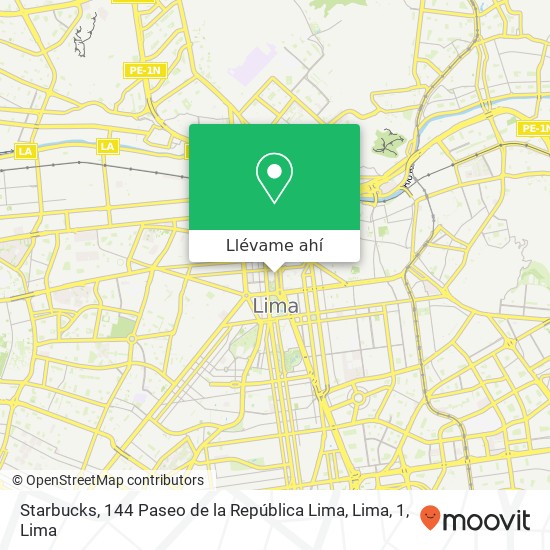 Mapa de Starbucks, 144 Paseo de la República Lima, Lima, 1