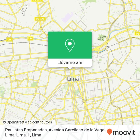 Mapa de Paulistas Empanadas, Avenida Garcilaso de la Vega Lima, Lima, 1