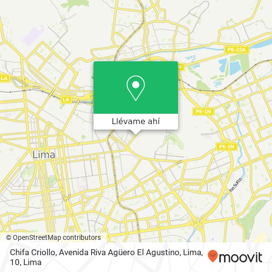 Mapa de Chifa Criollo, Avenida Riva Agüero El Agustino, Lima, 10