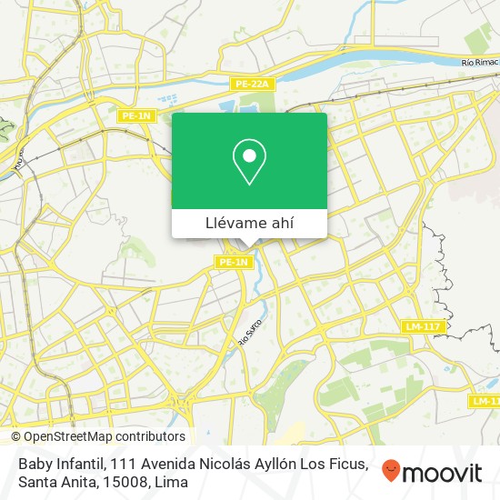 Mapa de Baby Infantil, 111 Avenida Nicolás Ayllón Los Ficus, Santa Anita, 15008